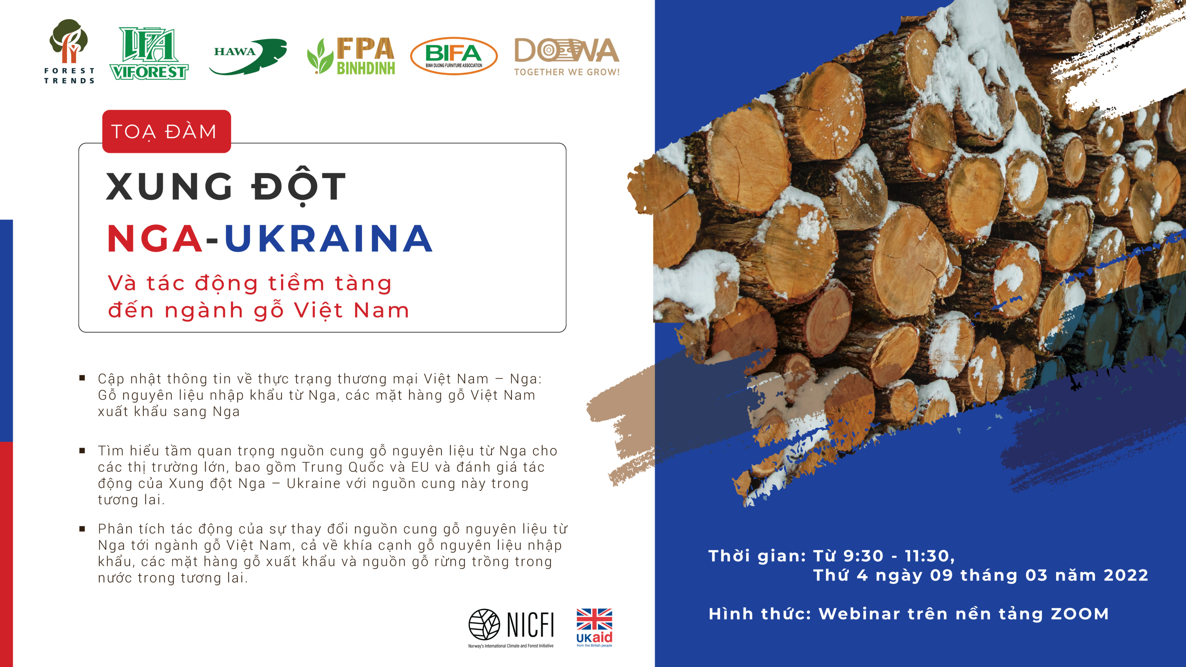 Tọa đàm “Xung đột Nga – Ukraina và tác động tiềm tàng tới ngành gỗ Việt Nam”