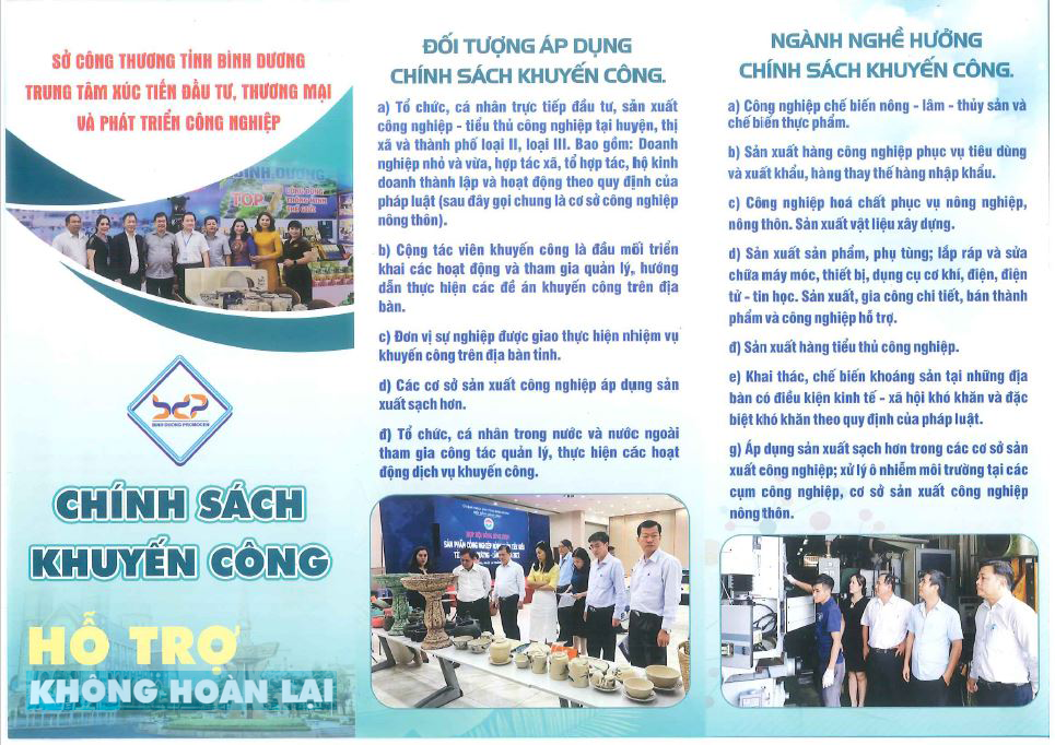 CHÍNH SÁCH KHUYẾN CÔNG HỖ TRỢ KHÔNG HOÀN LẠI