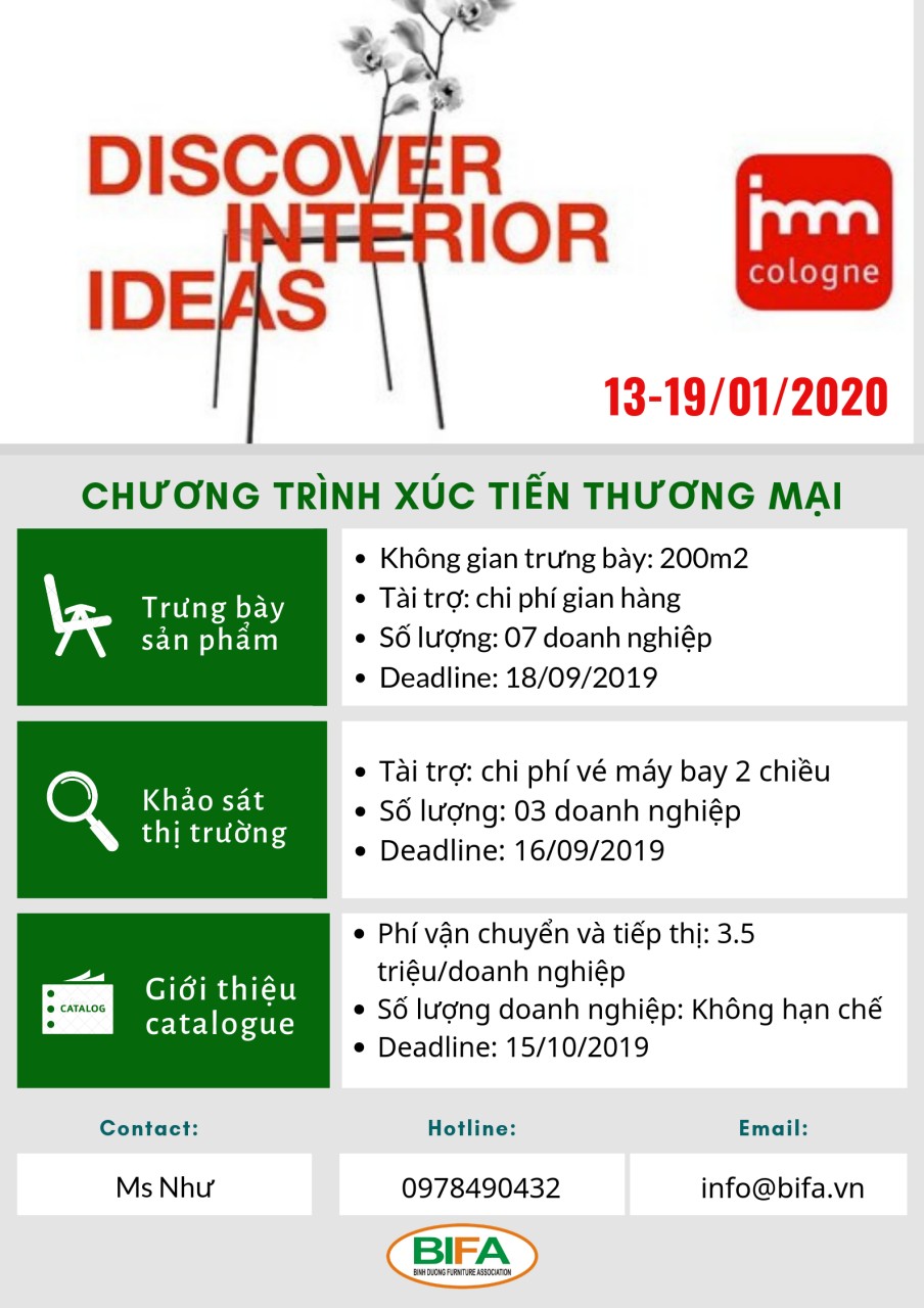 ĐĂNG KÝ TRƯNG BÀY TẠI IMM COLOGNE 2020