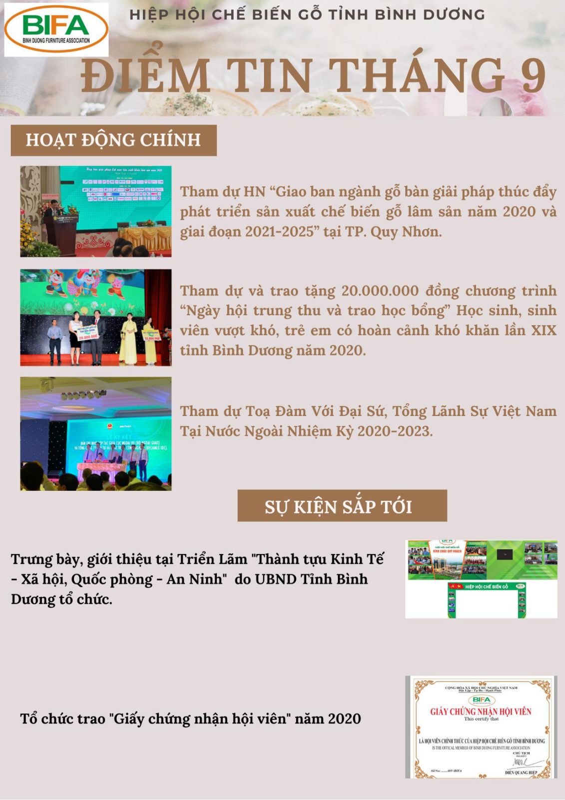 ĐIỂM TIN HOẠT ĐỘNG BIFA THÁNG 9/2020