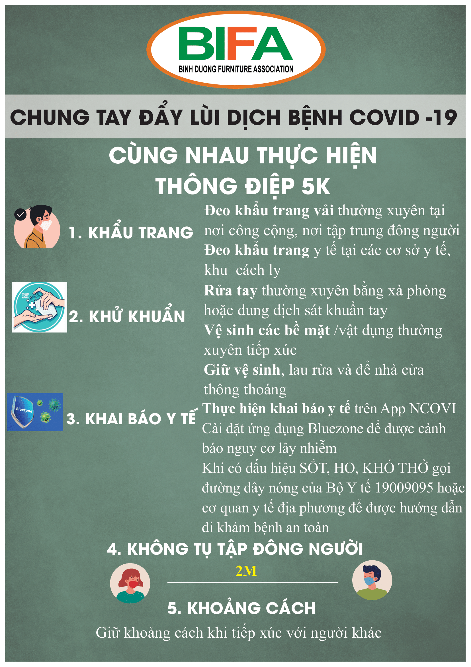 CHUNG TAY THỰC HIỆN THÔNG ĐIỆP 5K – ĐẨY LÙI COVID-19