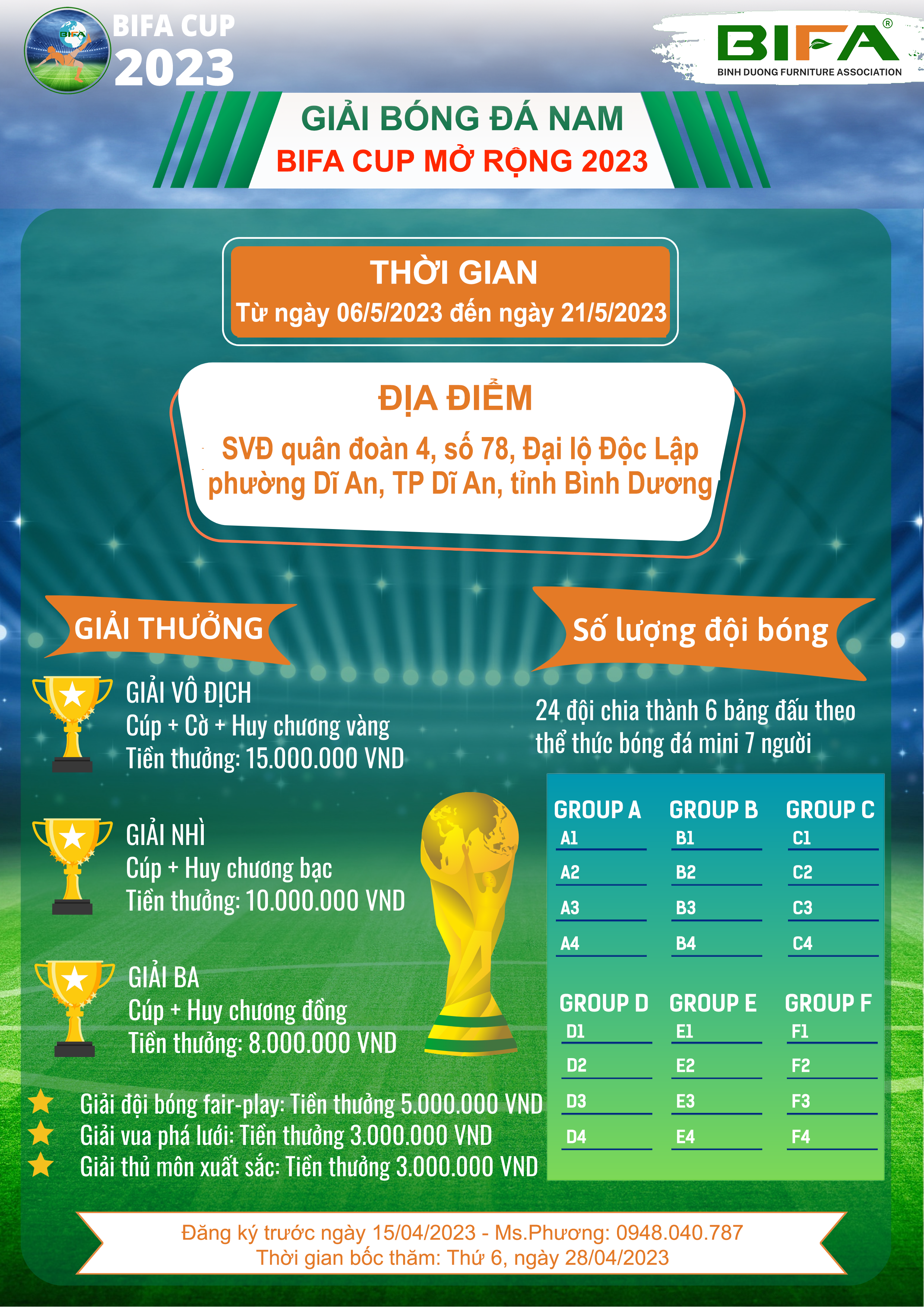 GIẢI BÓNG ĐÁ BIFA CUP MỞ RỘNG 2023
