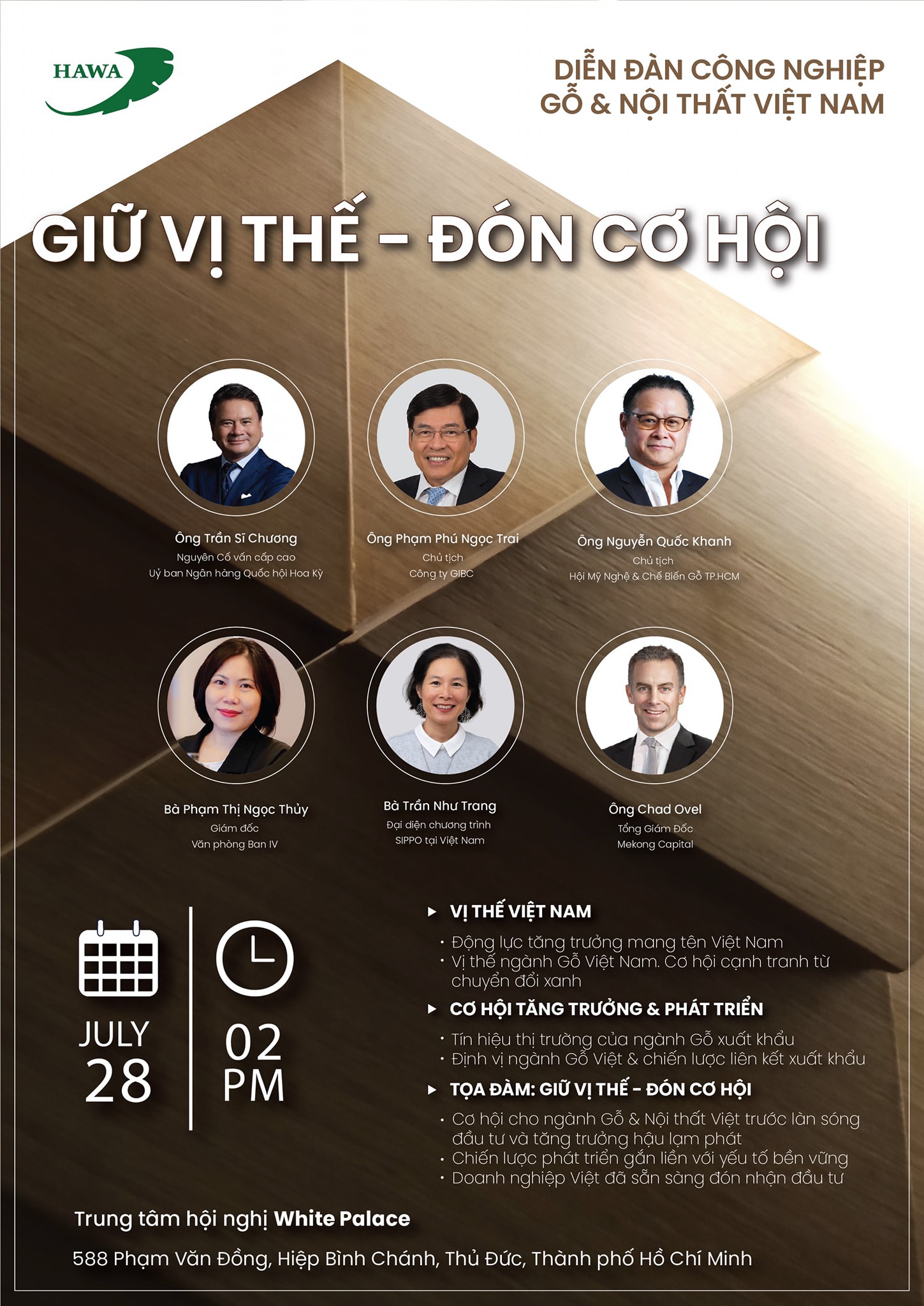[HỖ TRỢ TRUYỀN THÔNG] MỜI THAM DỰ DIỄN ĐÀN CÔNG NGHIỆP GỖ, NỘI THẤT VIỆT NAM “GIỮ VỊ THẾ - ĐÓN CƠ HỘI” & RA MẮT HỘI CHỢ HAWAEXPO 2024