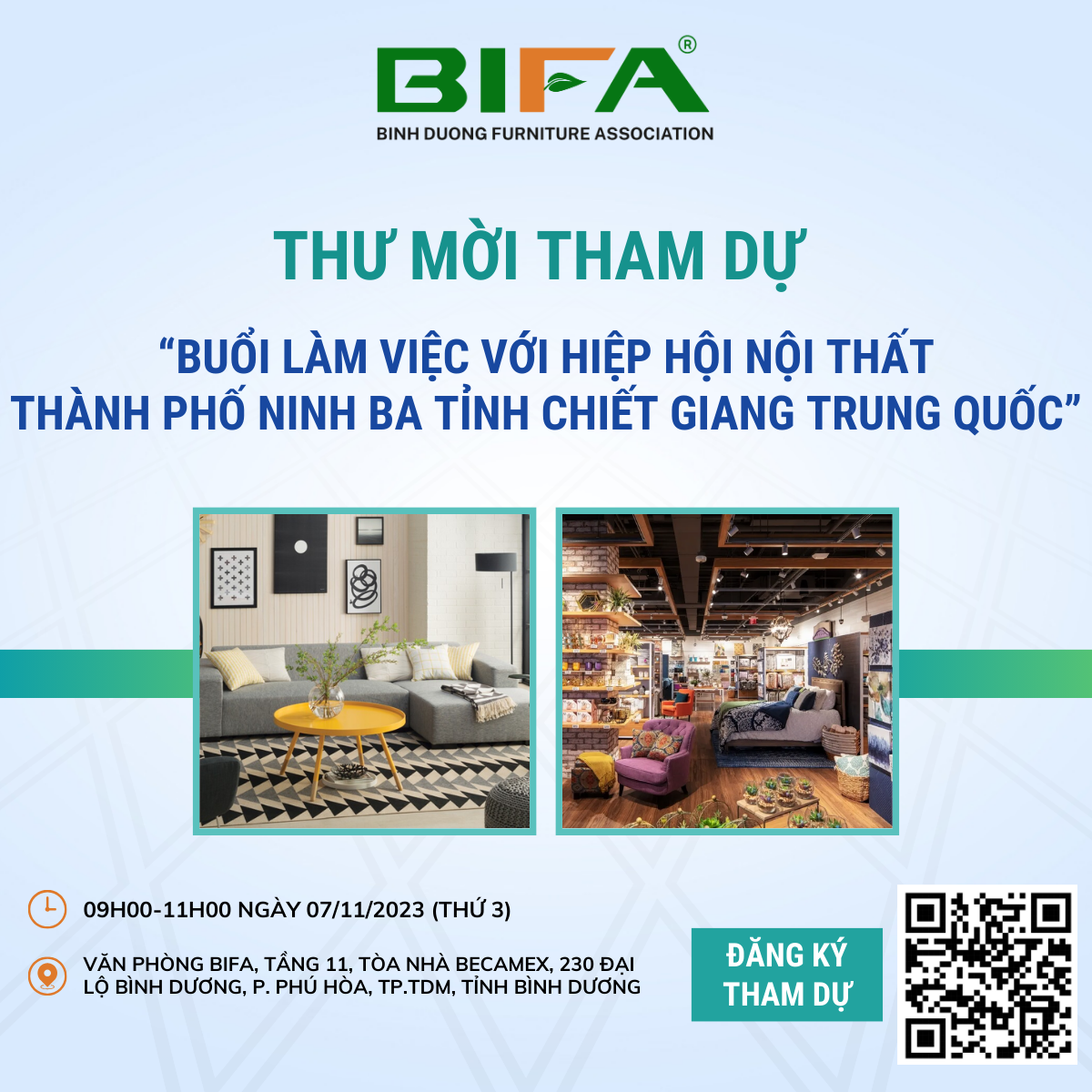 [THƯ MỜI] THAM DỰ BUỔI LÀM VIỆC VỚI HIỆP HỘI NỘI THẤT THÀNH PHỐ NINH BA TỈNH CHIẾT GIANG TRUNG QUỐC