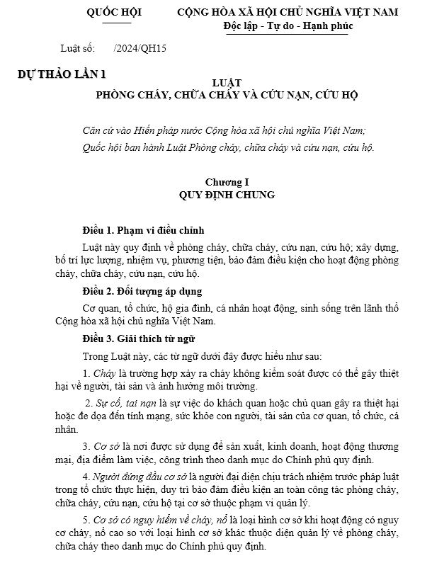 [TIN CHÍNH SÁCH] LẤY Ý KIẾN ĐÓNG GÓP LUẬT PCCC VÀ CỨU HỘ, CỨU NẠN