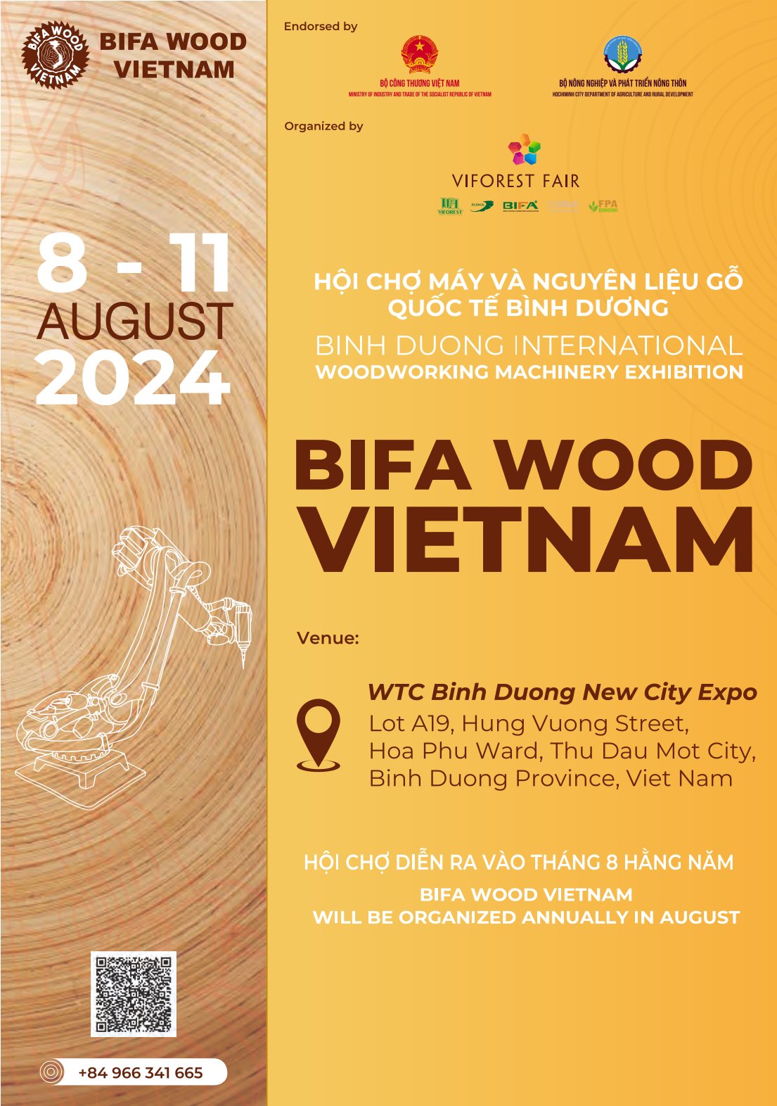 HỘI CHỢ QUỐC TẾ MÁY CHẾ BIẾN GỖ VÀ NGUYÊN LIỆU GỖ “BIFA WOOD VIETNAM 2024