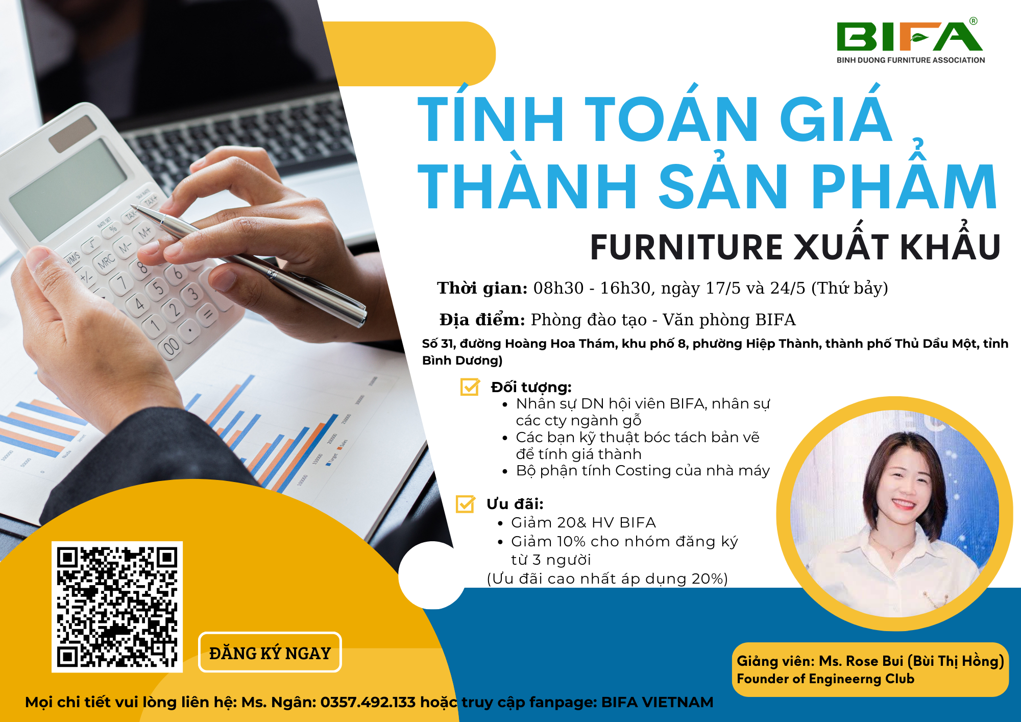 ĐĂNG KÝ KHÓA HỌC: TÍNH TOÁN GIÁ THÀNH SẢN PHẨM FURNITURE XUẤT KHẨU – KHÓA 2