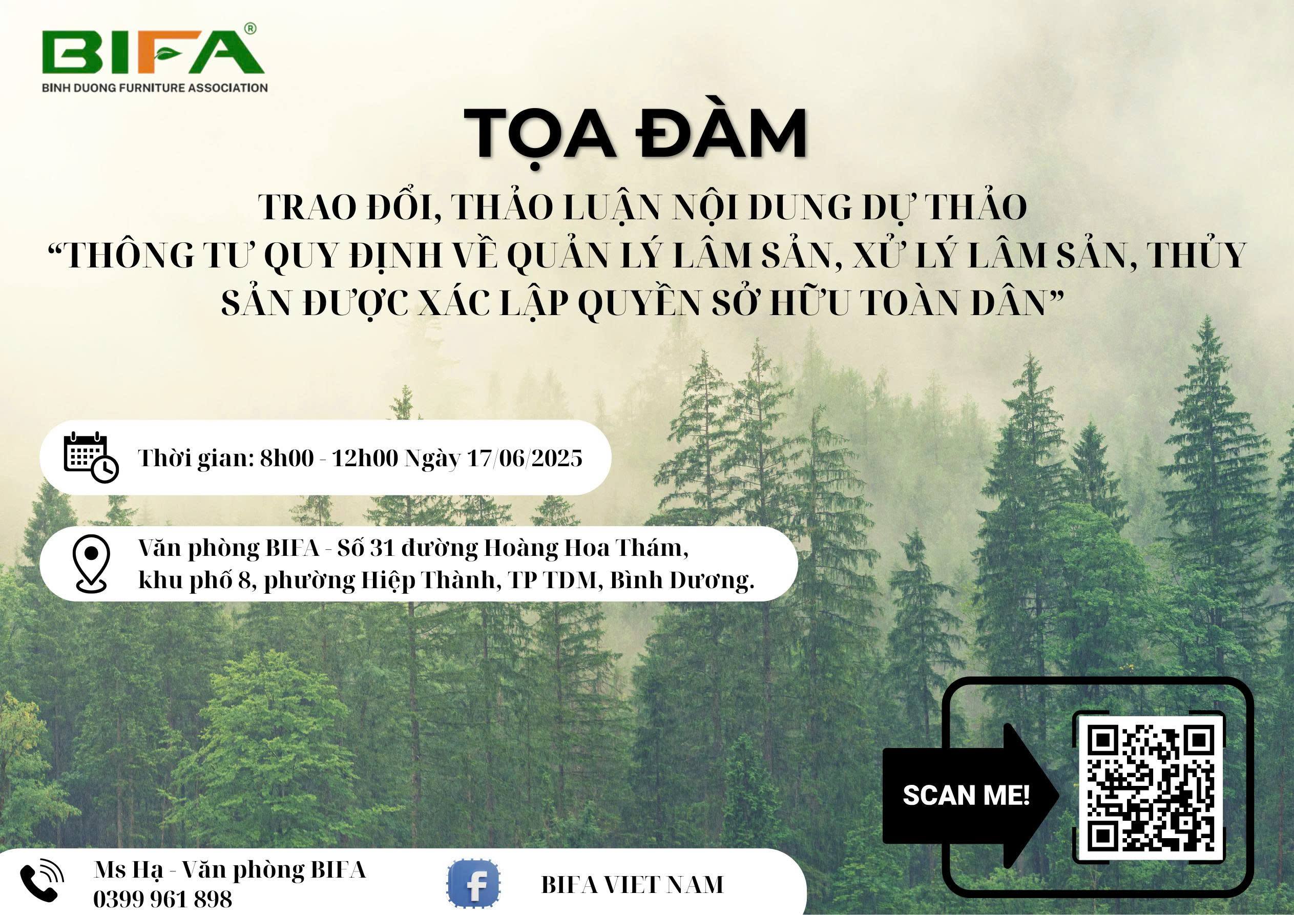 🎯 [THƯ MỜI THAM DỰ] TỌA ĐÀM TRAO ĐỔI, THẢO LUẬN NỘI DUNG DỰ THẢO “THÔNG TƯ QUY ĐỊNH VỀ QUẢN LÝ LÂM SẢN, XỬ LÝ LÂM SẢN, THỦY SẢN ĐƯỢC XÁC LẬP QUYỀN SỞ HỮU TOÀN DÂN”