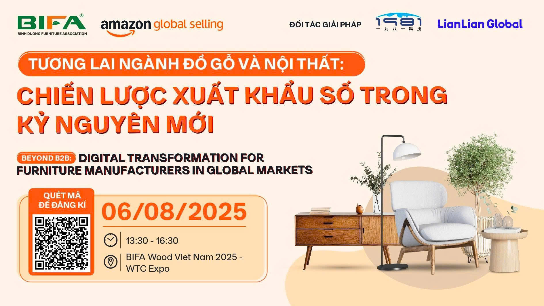 🎯 [THƯ MỜI THAM DỰ HỘI THẢO] TƯƠNG LAI NGÀNH ĐỒ GỖ VÀ NỘI THẤT: CHIẾN LƯỢC XUẤT KHẨU SỐ TRONG KỶ NGUYÊN MỚI